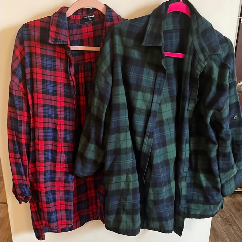 Red and Green Plaid Flannel Shirts
